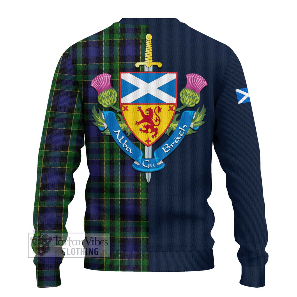 Tartan Vibes Clothing Mowat Tartan Knitted Sweater with Scottish Lion Royal Arm Half Style