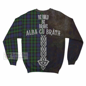 Mowat Tartan Family Crest Sweatshirt Alba Gu Brath Be Brave Lion Ancient Style - Tartan Vibes Clothing