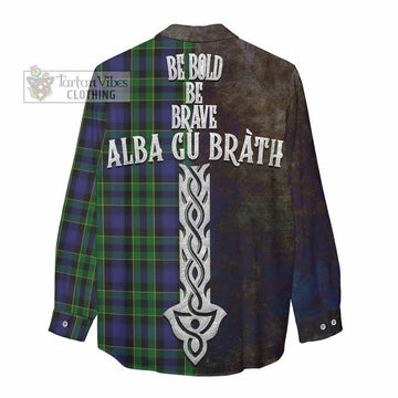 Mowat Tartan Family Crest Women's Casual Shirt Alba Gu Brath Be Brave Lion Ancient Style - Tartan Vibes Clothing