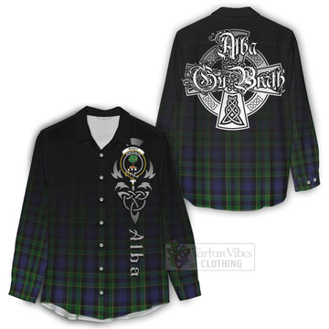 Mowat Tartan Women's Casual Shirt Featuring Alba Gu Brath Family Crest Celtic Inspired