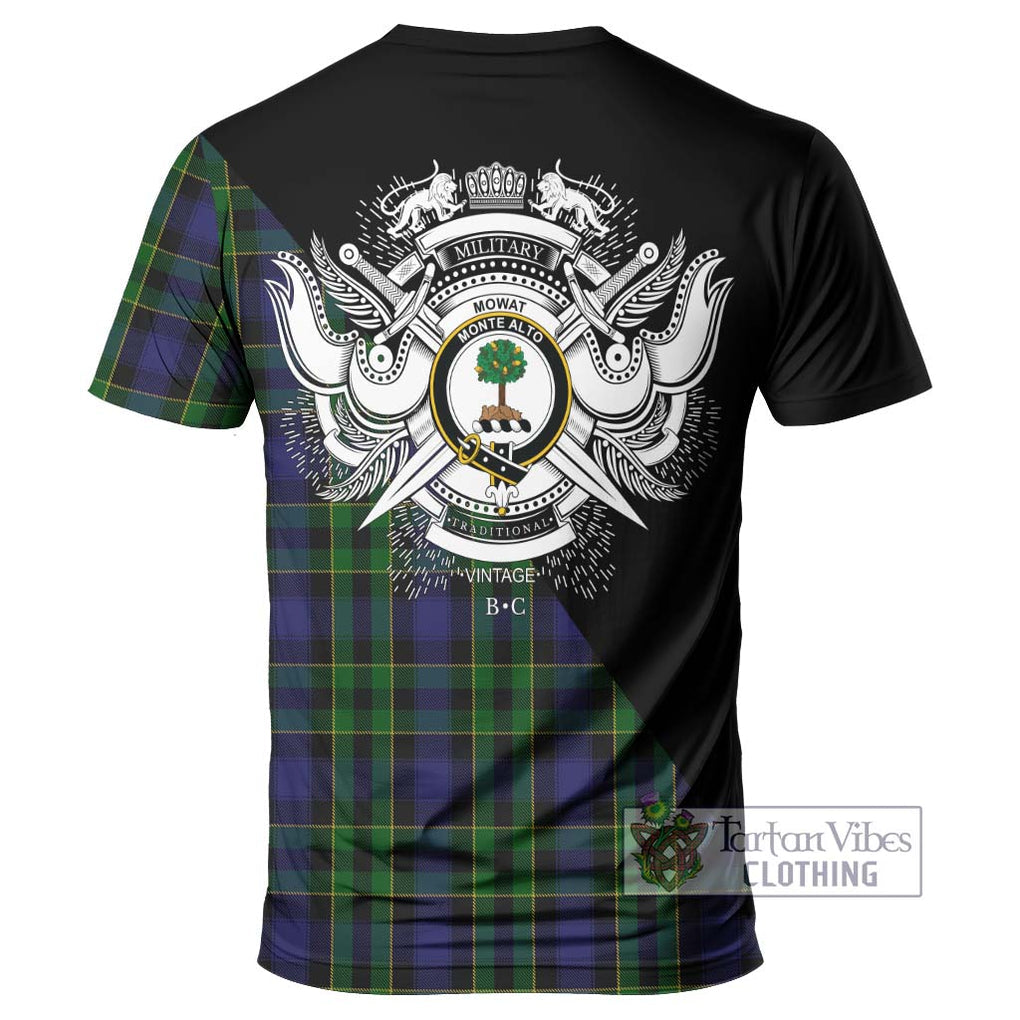 Mowat Tartan T-Shirt with Family Crest and Military Logo Style - Tartanvibesclothing Shop