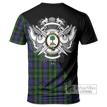 Mowat Tartan T-Shirt with Family Crest and Military Logo Style