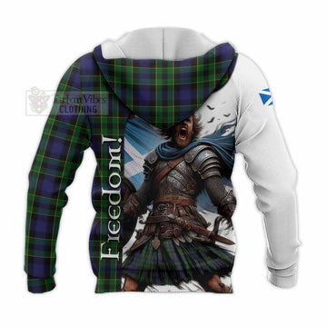 Mowat Crest Tartan Knitted Hoodie Inspired by the Freedom of Scottish Warrior