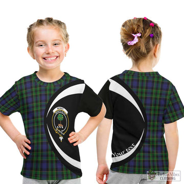 Mowat Tartan Kid T-Shirt with Family Crest Circle Style