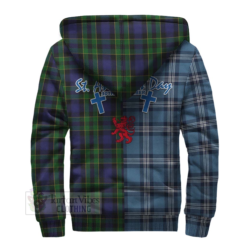 Tartan Vibes Clothing Mowat Tartan Sherpa Hoodie Happy St. Andrew's Day Half Tartan Style