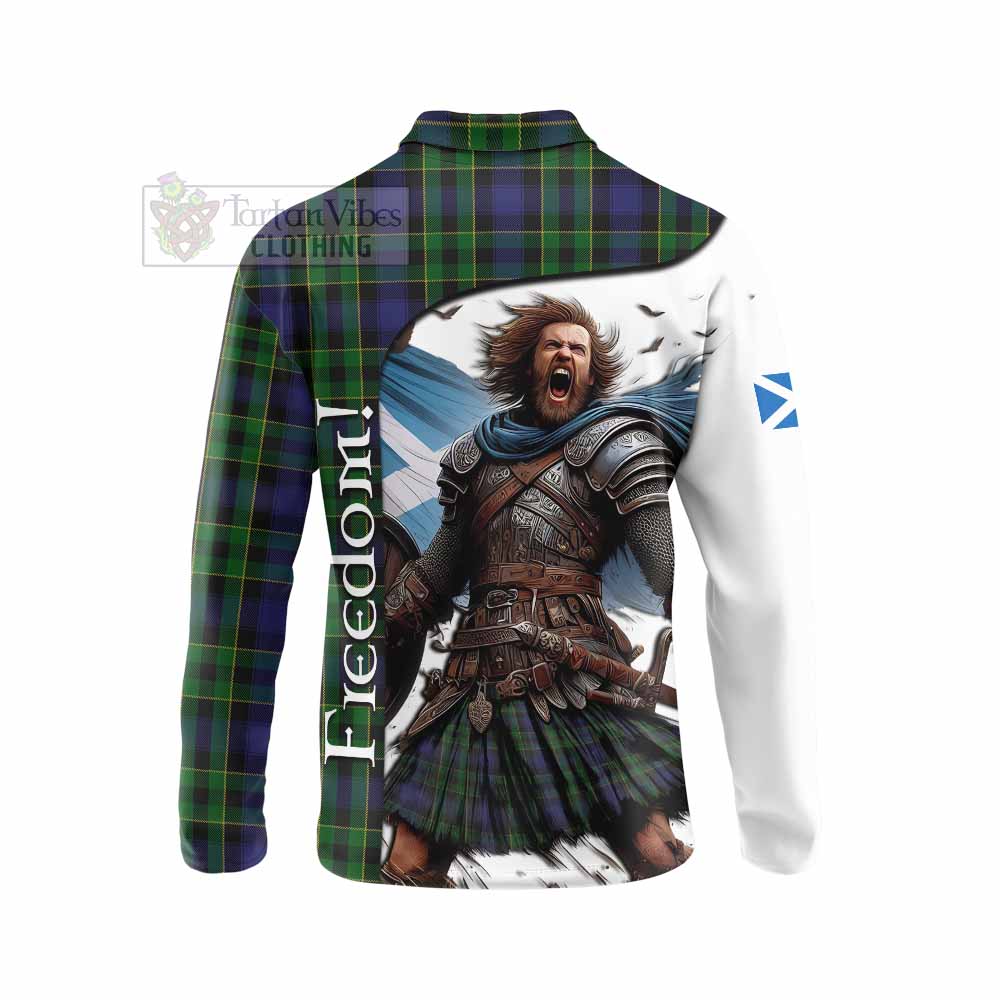 Tartan Vibes Clothing Mowat Crest Tartan Long Sleeve Polo Shirt Inspired by the Freedom of Scottish Warrior