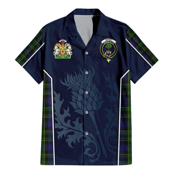 Mowat Tartan Hawaiian Shirt with Family Crest and Scottish Thistle Vibes Sport Style - Tartan Vibes Clothing