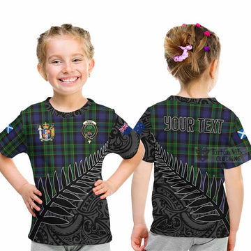 Mowat Crest Tartan Kid T-Shirt with New Zealand Silver Fern Half Style