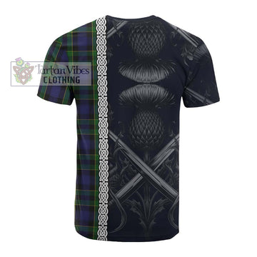 Mowat Tartan Cotton T-shirt with Family Crest Cross Sword Thistle Celtic Vibes - Tartan Vibes Clothing