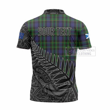 Mowat Crest Tartan Zipper Polo Shirt with New Zealand Silver Fern Half Style