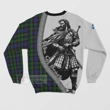 Mowat Tartan Clan Crest Sweatshirt with Highlander Warrior Celtic Style