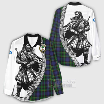 Mowat Tartan Clan Crest Women's Casual Shirt with Highlander Warrior Celtic Style