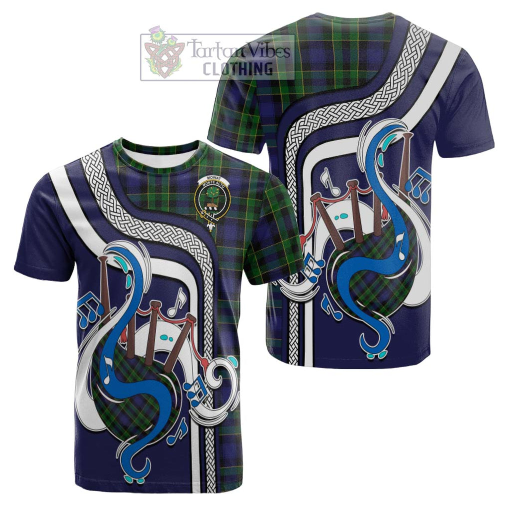 Tartan Vibes Clothing Mowat Tartan Cotton T-shirt with Epic Bagpipe Style