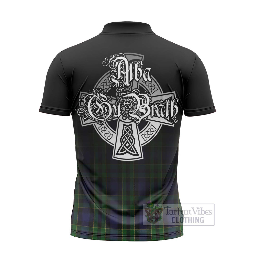 Tartan Vibes Clothing Mowat Tartan Zipper Polo Shirt Featuring Alba Gu Brath Family Crest Celtic Inspired