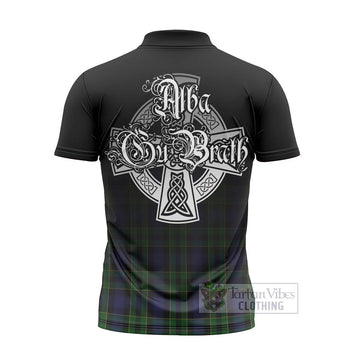 Mowat Tartan Zipper Polo Shirt Featuring Alba Gu Brath Family Crest Celtic Inspired