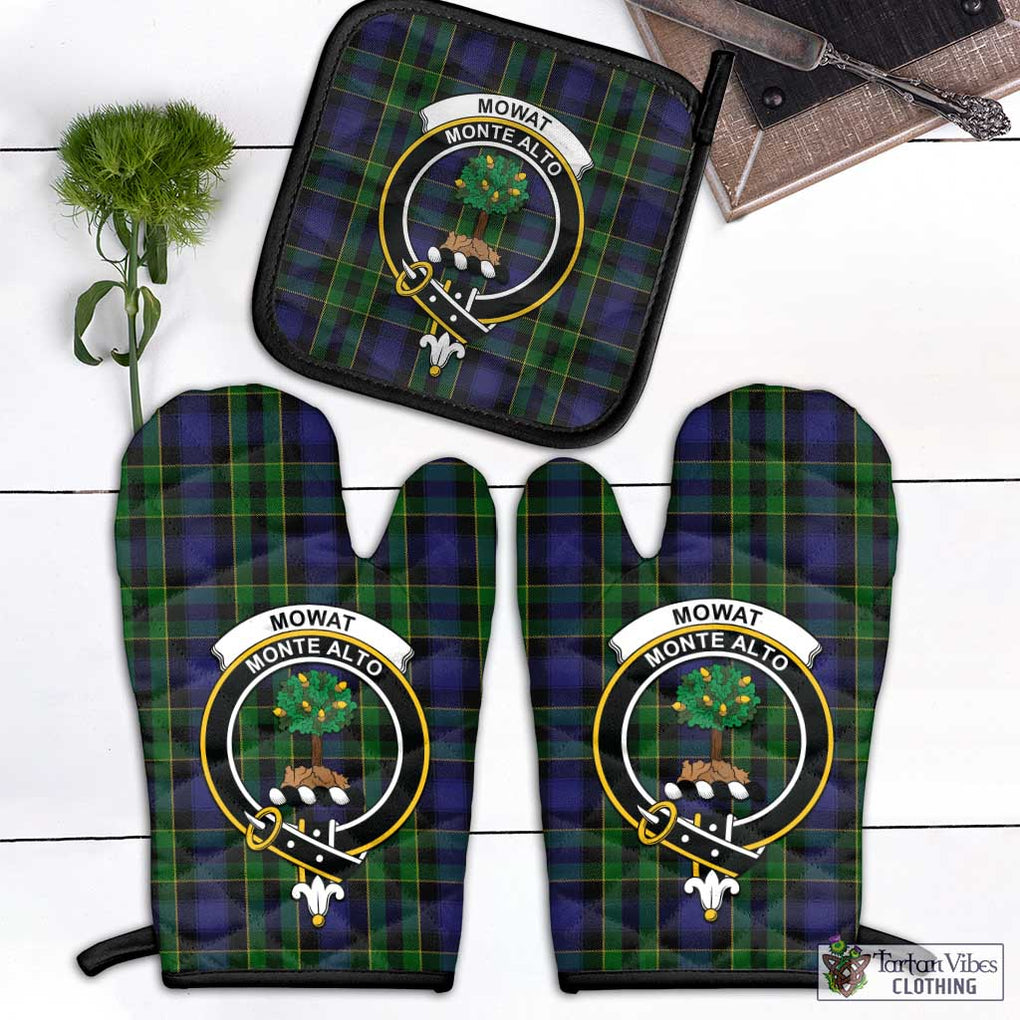 Mowat Tartan Combo Oven Mitt & Pot-Holder with Family Crest Combo 1 Oven Mitt & 1 Pot-Holder Black - Tartan Vibes Clothing