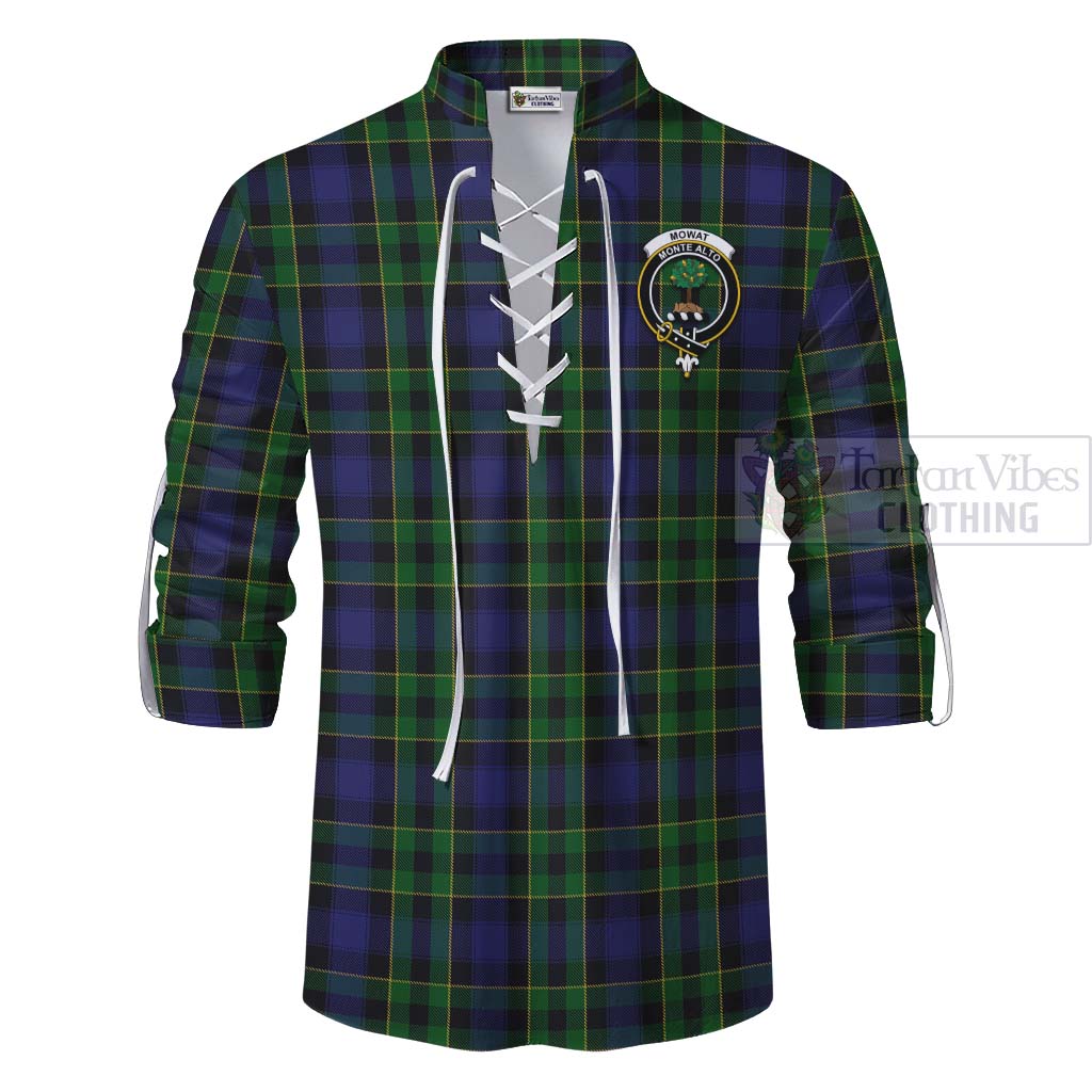 Tartan Vibes Clothing Mowat Tartan Ghillie Kilt Shirt with Family Crest Celtic Skull Style