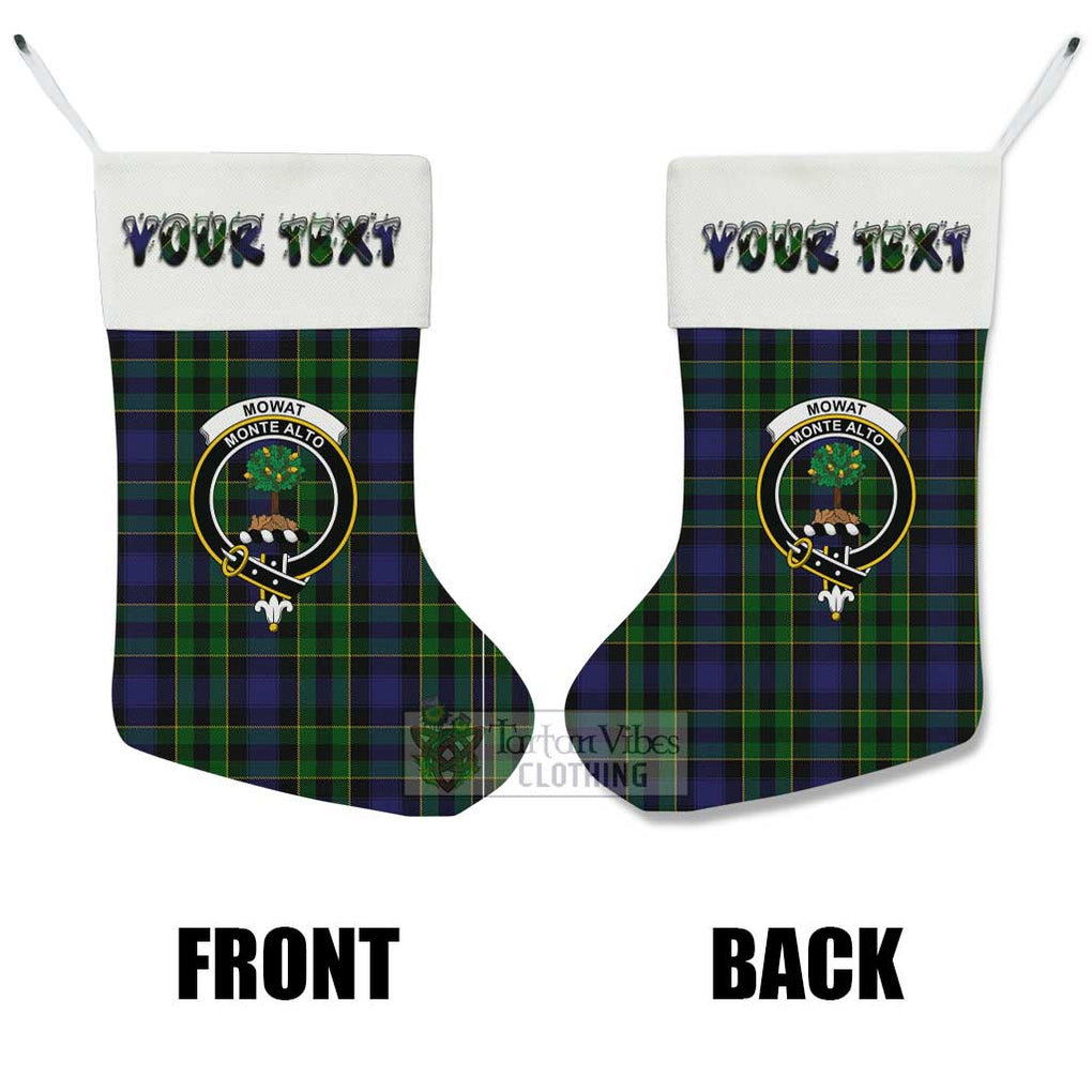 Tartan Vibes Clothing Mowat Tartan Family Crest Christmas Stocking with Personalized Text