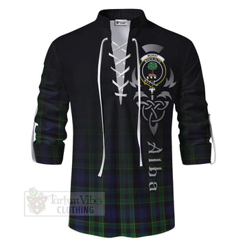 Mowat Tartan Ghillie Kilt Shirt Featuring Alba Gu Brath Family Crest Celtic Inspired