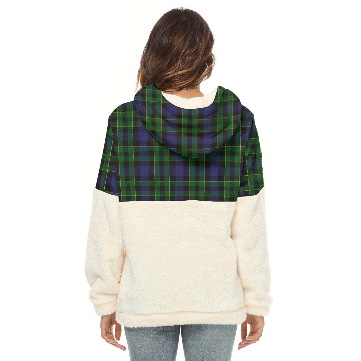 Mowat Tartan Women's Borg Fleece Hoodie With Half Zip - Tartan Vibes Clothing