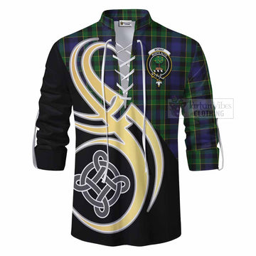 Mowat Tartan Ghillie Kilt Shirt with Family Crest and Celtic Symbol Style - Tartan Vibes Clothing