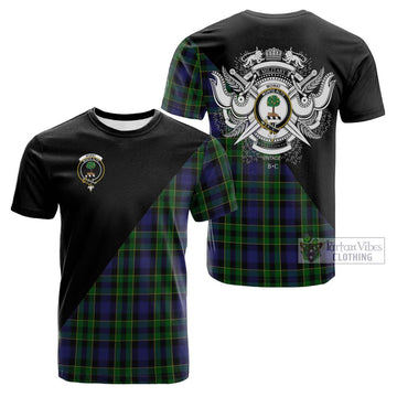 Mowat Tartan Cotton T-shirt with Family Crest and Military Logo Style