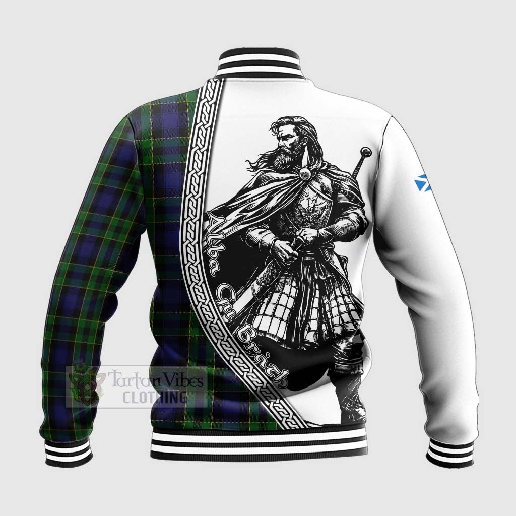 Tartan Vibes Clothing Mowat Tartan Clan Crest Baseball Jacket with Highlander Warrior Celtic Style