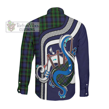 Mowat Tartan Long Sleeve Button Shirt with Epic Bagpipe Style