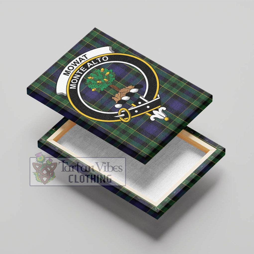 Mowat Tartan Canvas Print Wall Art with Family Crest - Tartan Vibes Clothing