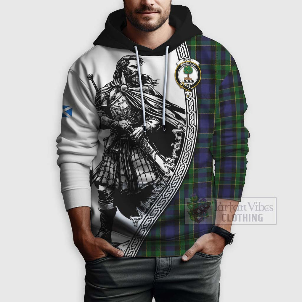 Tartan Vibes Clothing Mowat Tartan Clan Crest Hoodie with Highlander Warrior Celtic Style