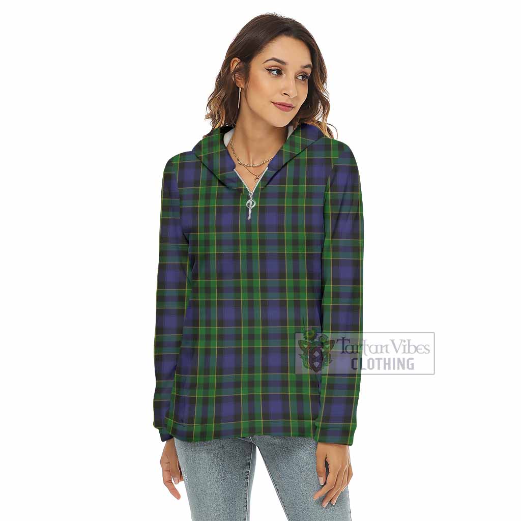 Tartan Vibes Clothing Mowat Tartan Women's Borg  Half Zip Fleece Hoodie