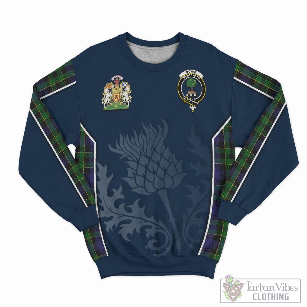 Tartan Vibes Clothing Mowat Tartan Sweatshirt with Family Crest and Scottish Thistle Vibes Sport Style