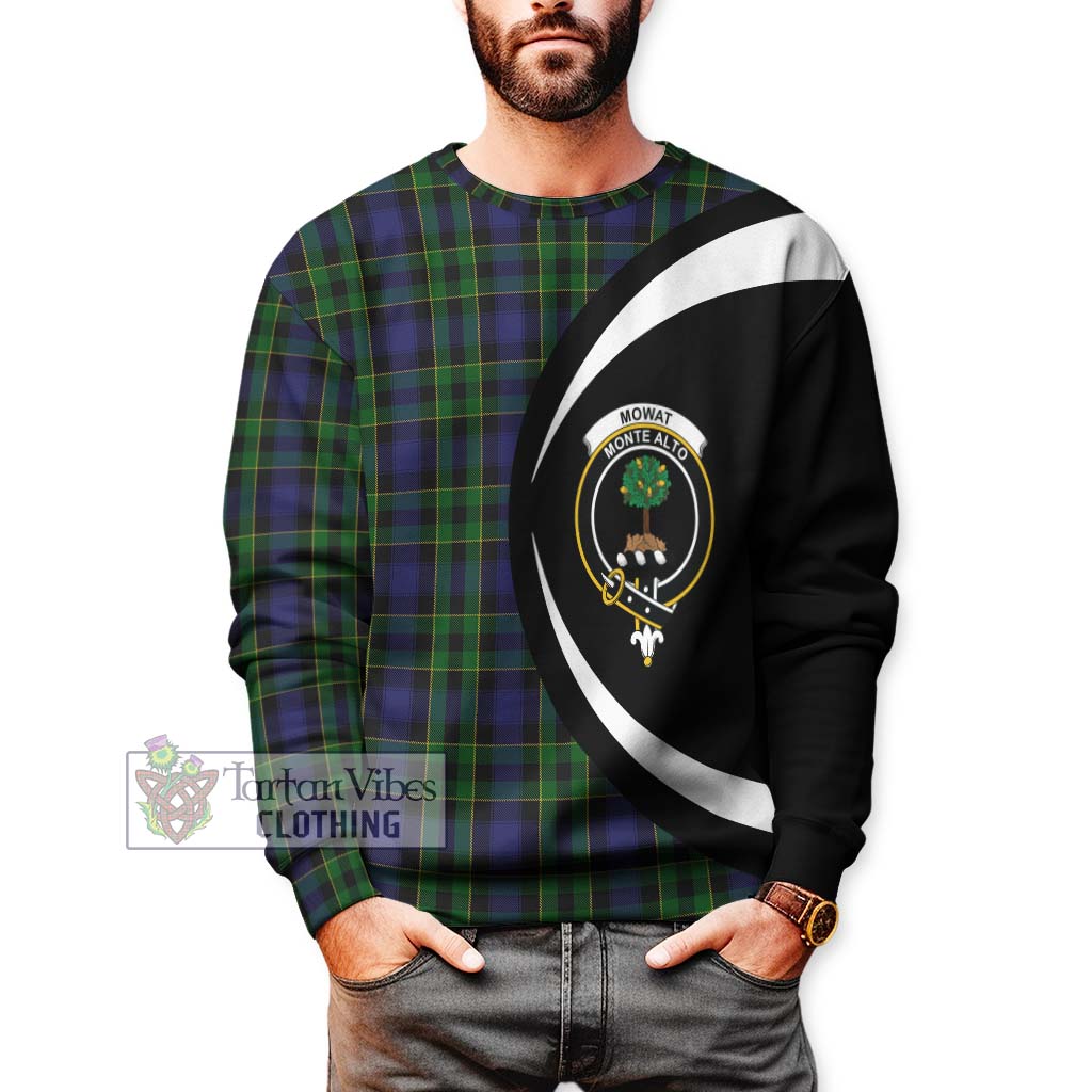 Mowat Tartan Sweatshirt with Family Crest Circle Style - Tartan Vibes Clothing