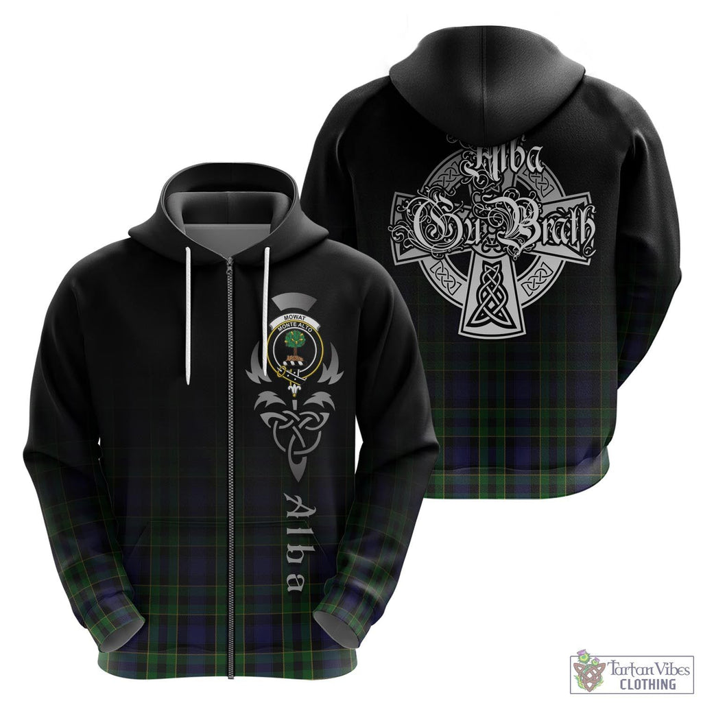 Tartan Vibes Clothing Mowat Tartan Hoodie Featuring Alba Gu Brath Family Crest Celtic Inspired