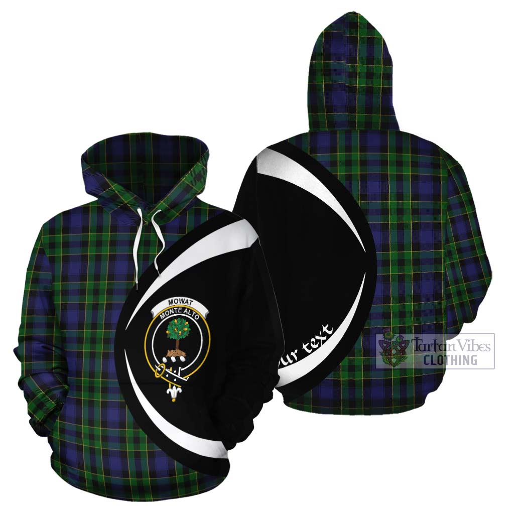 Tartan Vibes Clothing Mowat Tartan Cotton Hoodie with Family Crest Circle Style