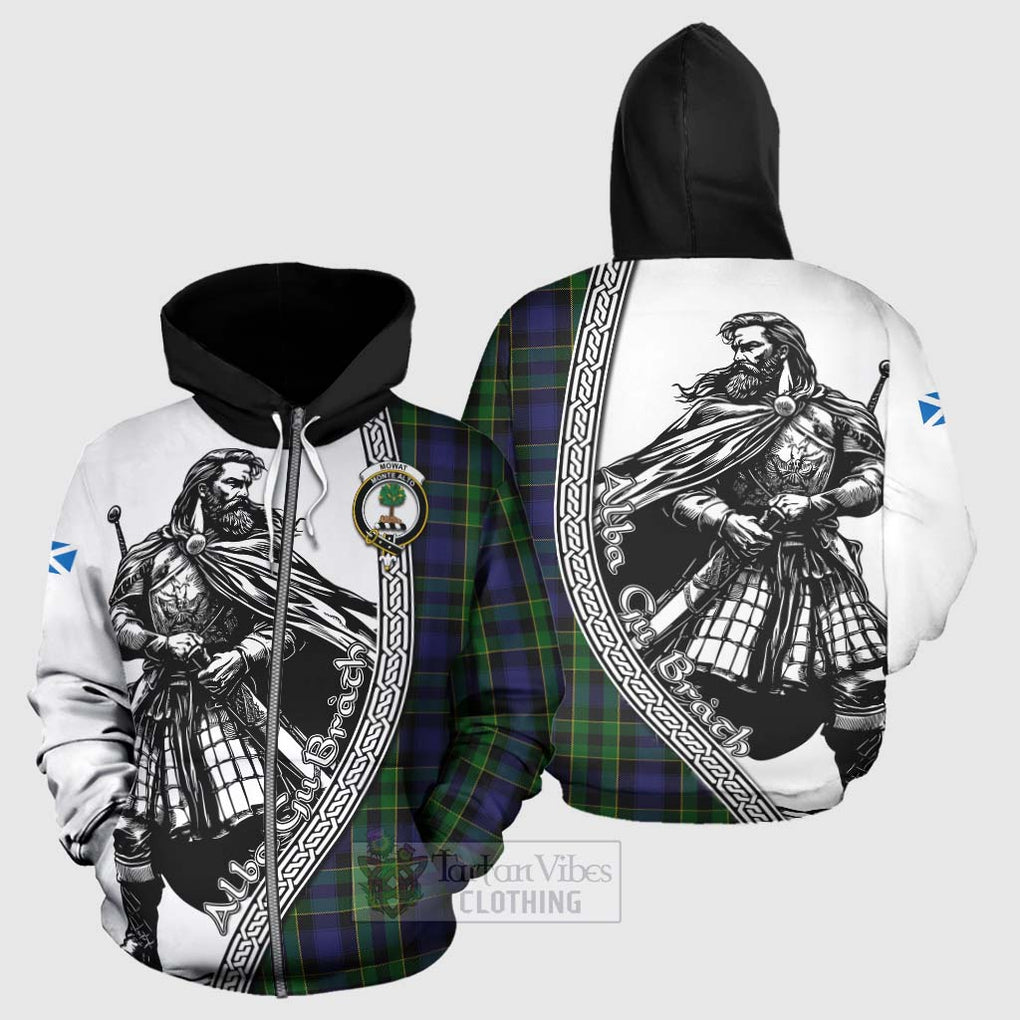 Tartan Vibes Clothing Mowat Tartan Clan Crest Hoodie with Highlander Warrior Celtic Style