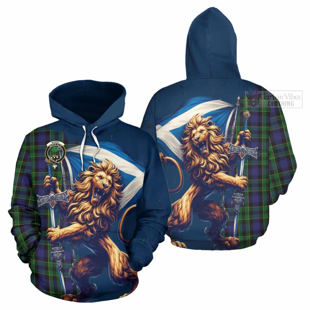 Tartan Vibes Clothing Mowat Tartan Family Crest Hoodie with Scottish Majestic Lion