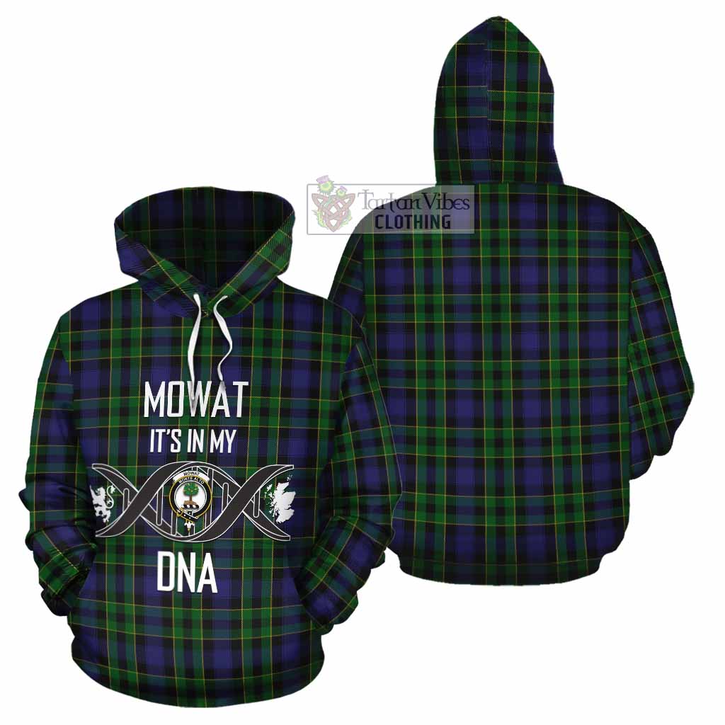 Tartan Vibes Clothing Mowat Tartan Cotton Hoodie with Family Crest DNA In Me Style