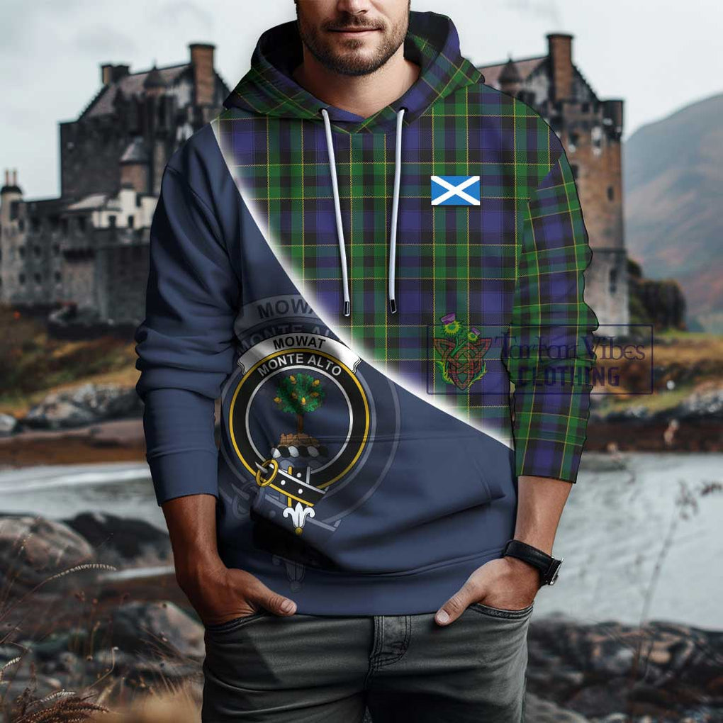 Mowat Tartan Hoodie with Personalised National Flag and Family Crest Half Style - Tartanvibesclothing Shop