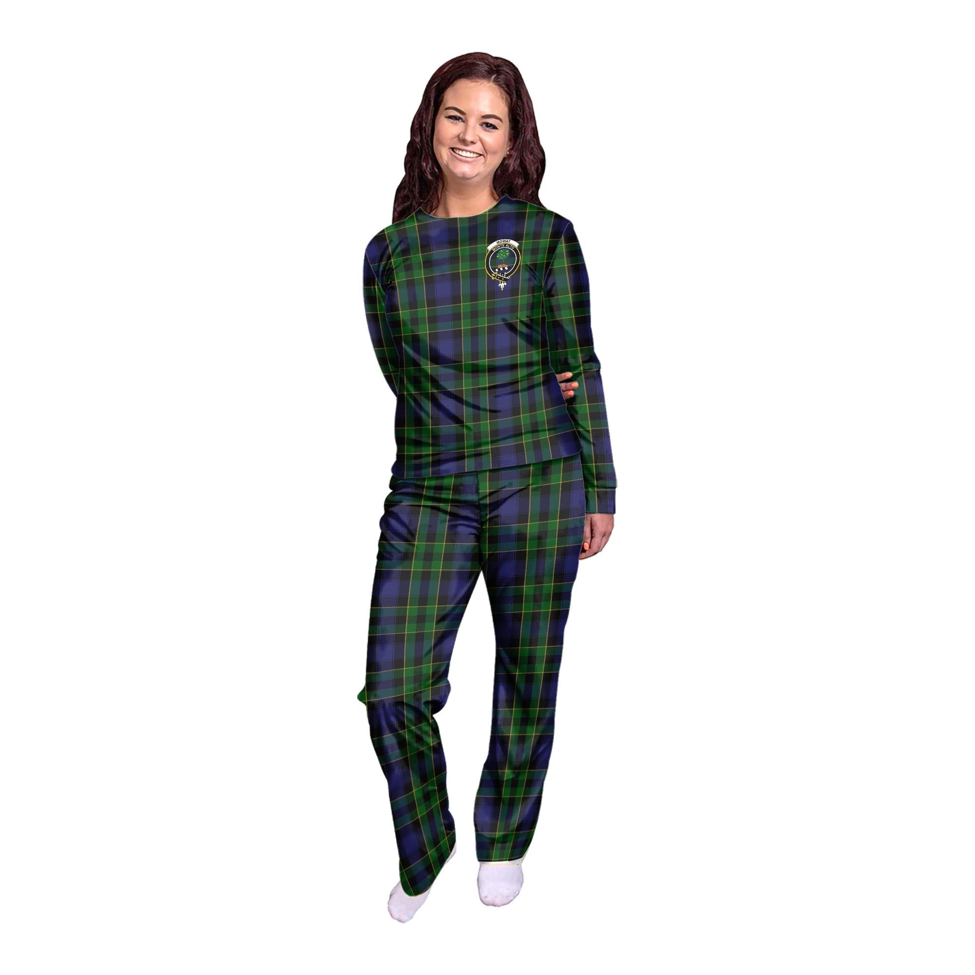 Mowat Tartan Pajamas Family Set with Family Crest - Tartanvibesclothing