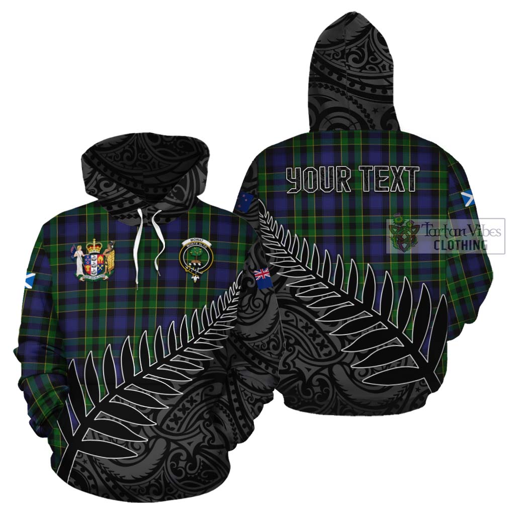 Tartan Vibes Clothing Mowat Crest Tartan Cotton Hoodie with New Zealand Silver Fern Half Style