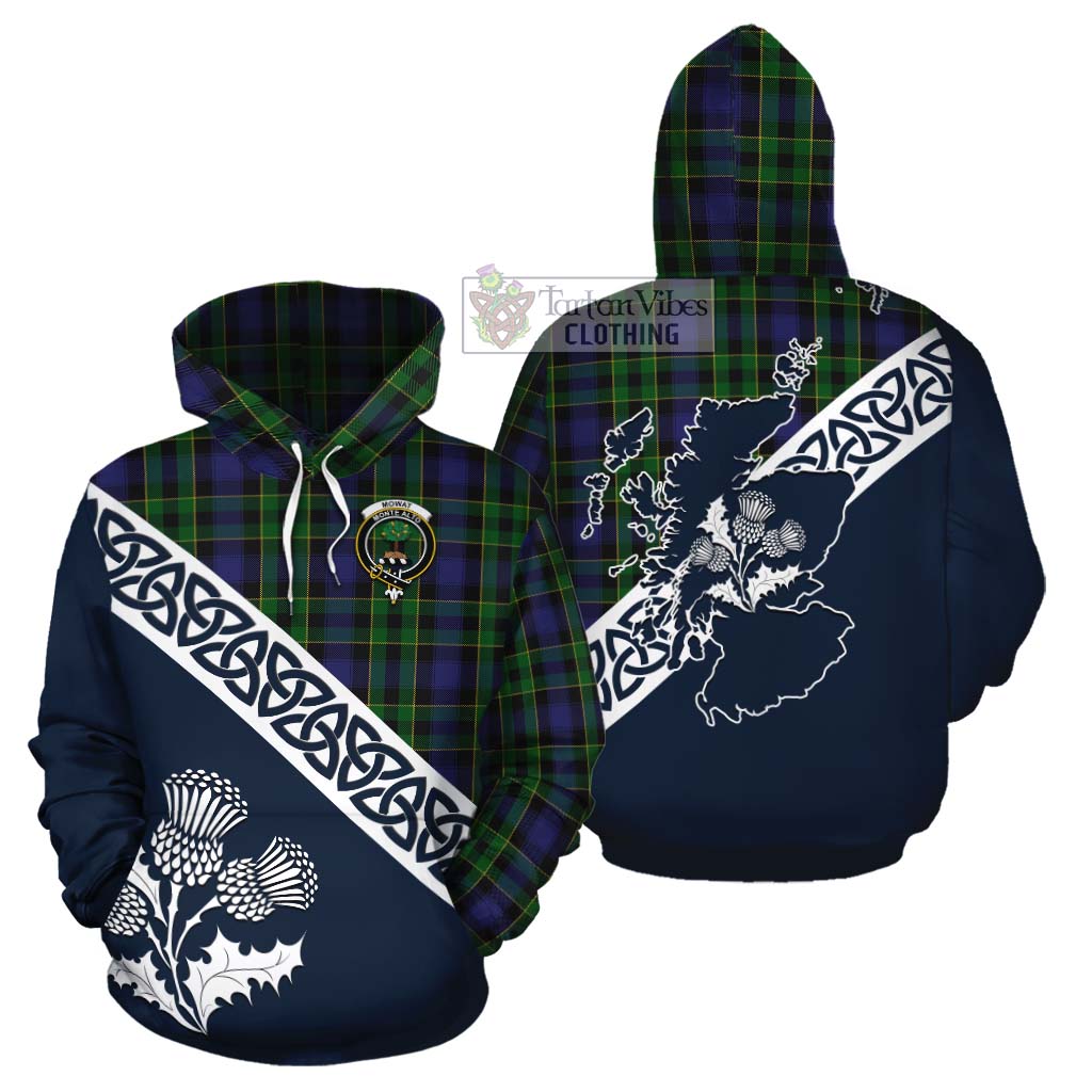 Tartan Vibes Clothing Mowat Tartan Cotton Hoodie Featuring Thistle and Scotland Map