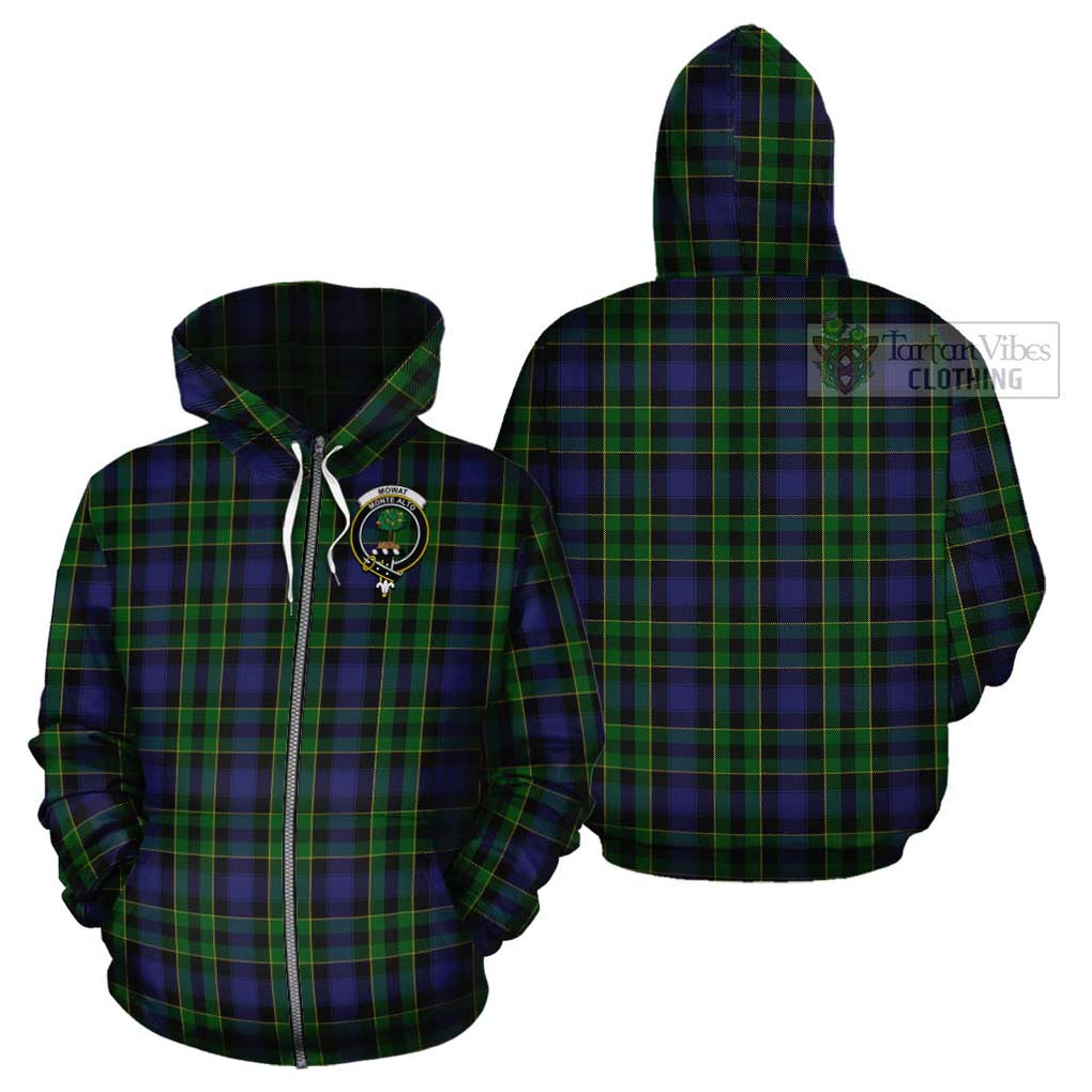 Mowat Tartan Cotton Hoodie with Family Crest Zip Hoodie - Tartan Vibes Clothing