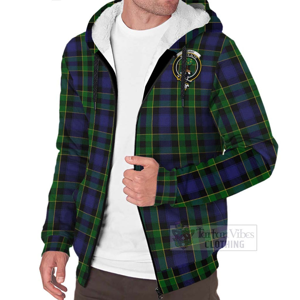 Tartan Vibes Clothing Mowat Tartan Sherpa Hoodie with Family Crest Celtic Skull Style