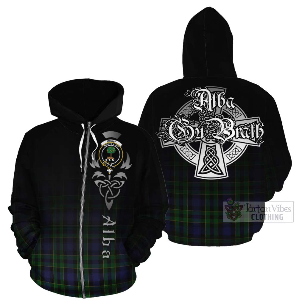 Tartan Vibes Clothing Mowat Tartan Cotton Hoodie Featuring Alba Gu Brath Family Crest Celtic Inspired