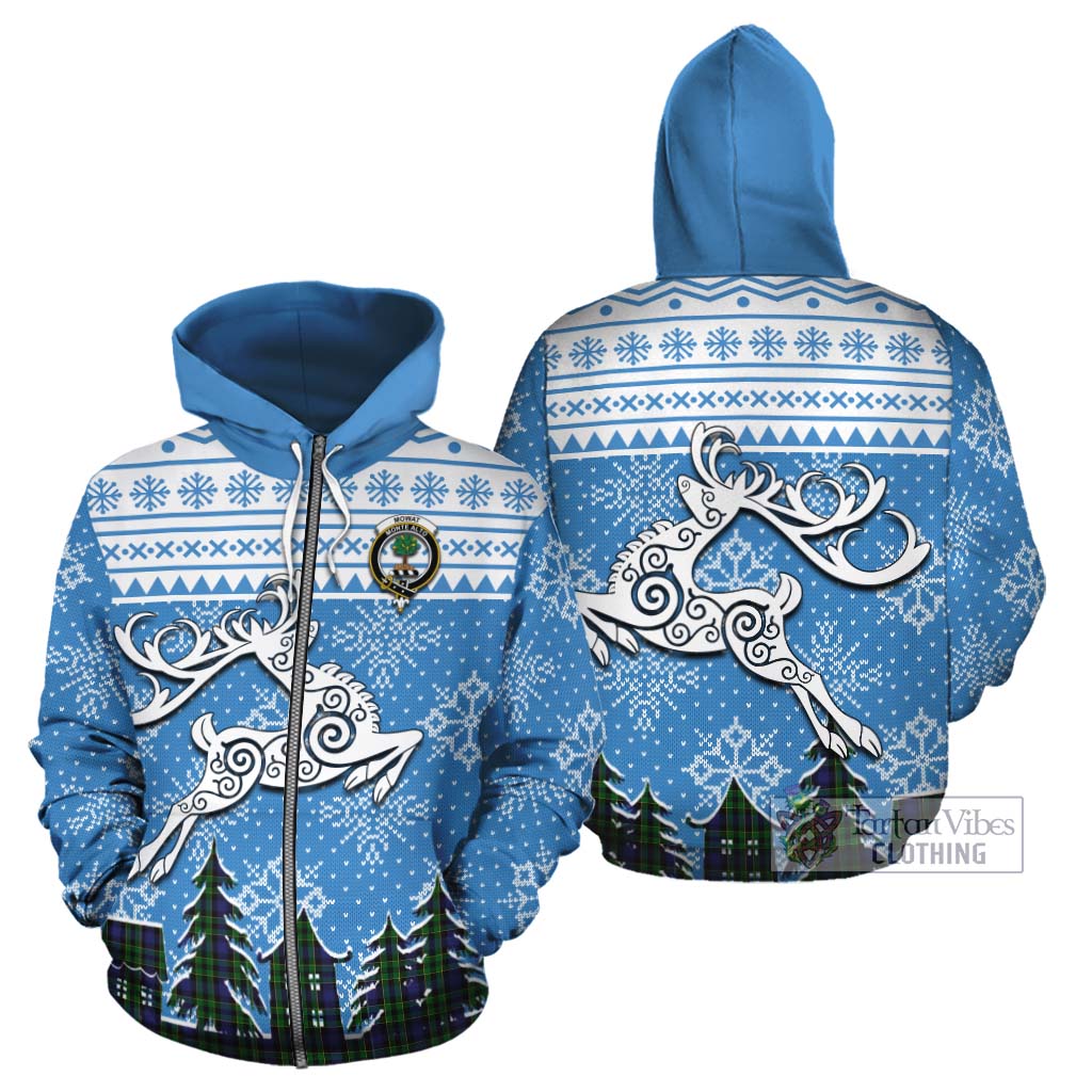 Tartan Vibes Clothing Mowat Clan Christmas Cotton Hoodie Celtic Reindeer Style