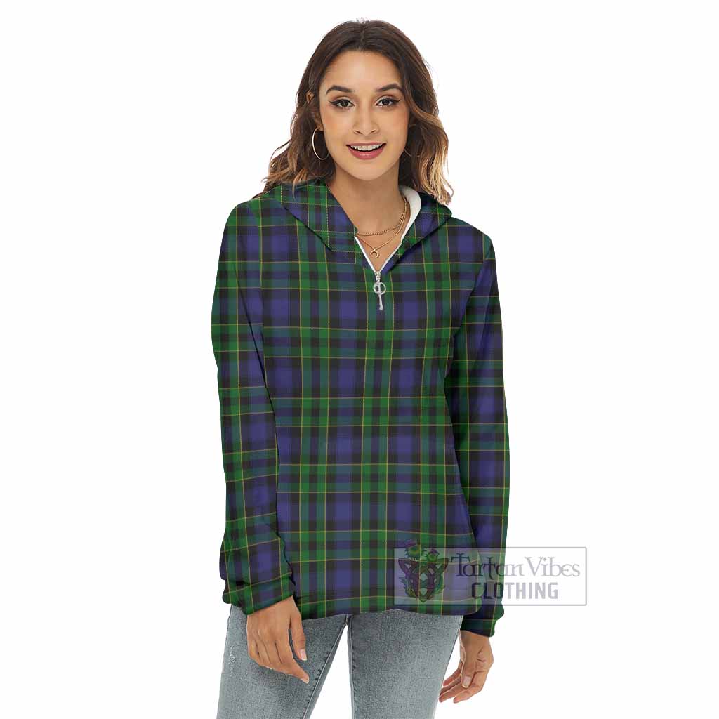 Tartan Vibes Clothing Mowat Tartan Women's Borg  Half Zip Fleece Hoodie