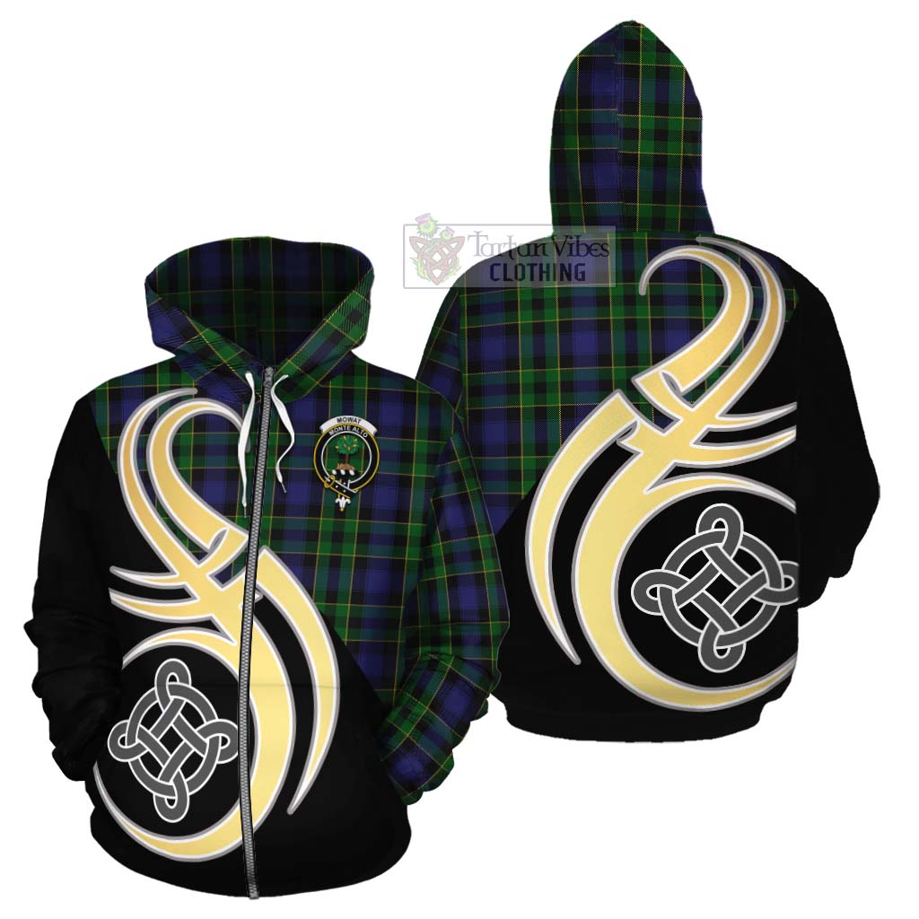 Tartan Vibes Clothing Mowat Tartan Cotton Hoodie with Family Crest and Celtic Symbol Style