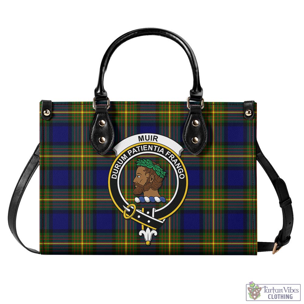 Tartan Vibes Clothing Muir Tartan Luxury Leather Handbags with Family Crest