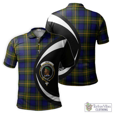 Muir Tartan Men's Polo Shirt with Family Crest Circle Style